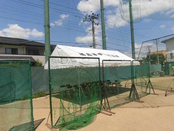 福島県立橘高等学校野球部様 組立らくらく キングテントで設営した事例