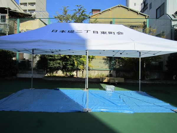 ヒロマル防災株式会社様 かんたんてんと3(アルミフレーム)で設営した事例