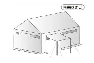 出入りの多い本部テントや炊き出しなどに