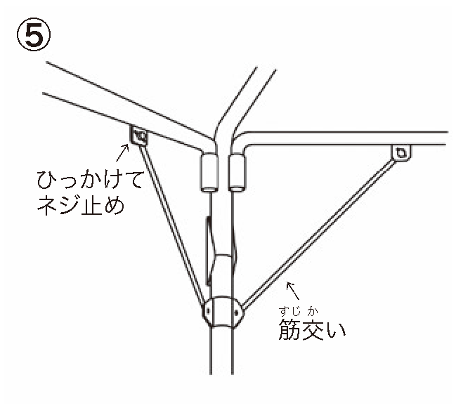 組み立ての順序⑤ 筋交いを確認
