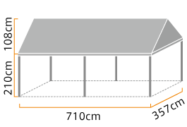 イベント集会テント 2.0間×4.0間 (伸縮式) 上等白天幕