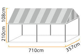イベント集会テント 2.0間×4.0間 (伸縮式) ストライプ