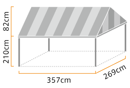 イベント集会テント 1.5間×2.0間 (伸縮式) ストライプ