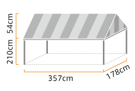 イベント集会テント 1.0間×2.0間 (伸縮式) ストライプ