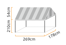 イベント集会テント 1.0間×1.5間 (伸縮式) ストライプ