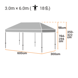 かんたんてんと3 エコタイプ(3.0m×6.0m)アルミ
