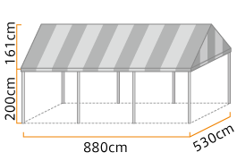 大型イベント集会テント 3.0間×4.0間 (強力パイプ) ストライプ