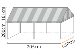 大型イベント集会テント 3.0間×5.0間 (強力パイプ) ストライプ