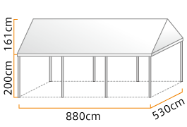 大型イベント集会テント 3.0間×5.0間 (強力パイプ) 標準白天幕