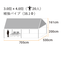 大型イベント集会テント 3.0間×4.0間 (強力パイプ) 遮熱白天幕