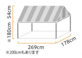 イベント集会テント 1.0間×1.5間 (定番品) ストライプ 軒高180cm