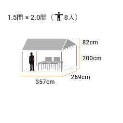 イベント集会テント 1.5間×2.0間 (アルミ) 標準白天幕