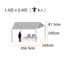 組立らくらく キングテント 1.5間×2.0間 (ワンタッチ式) 標準白天幕